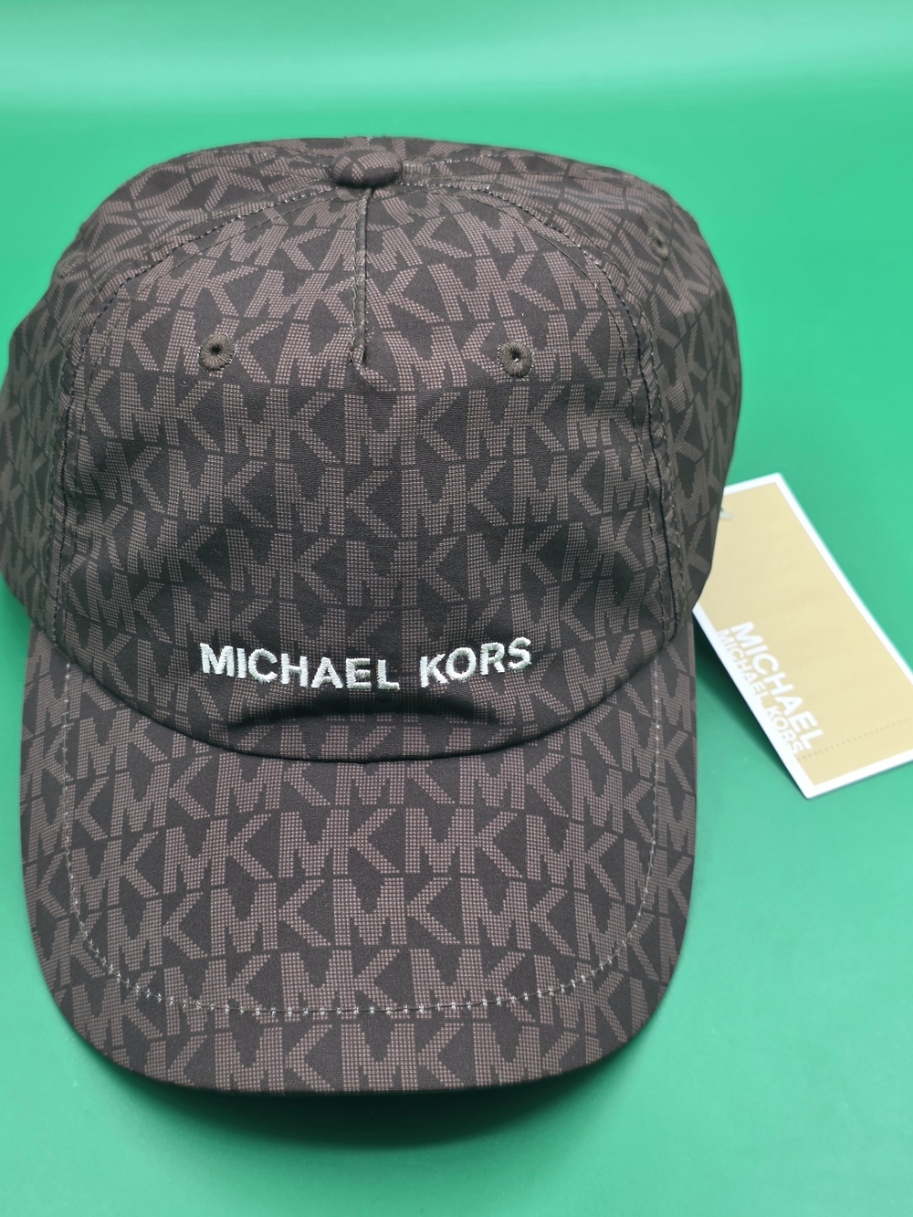 NWT AUTHENTIC MICHAEL KORS SADDLE BROWN SIGNATURE LOGO BASEBALL CAP